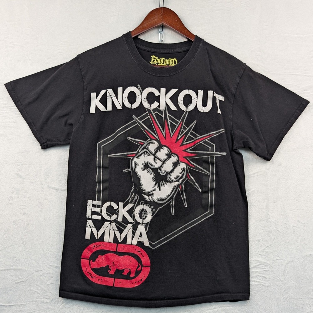 VTG Ecko Unlimited T-Shirt Men's Medium Black MMA Knockout Gymcore Hardcore Y2K